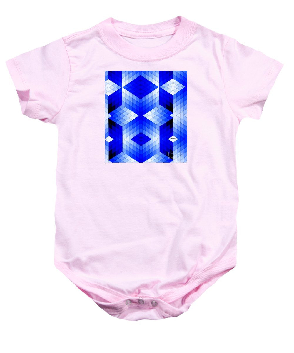 Grenouillère pour bébé - Motif géométrique en bleu