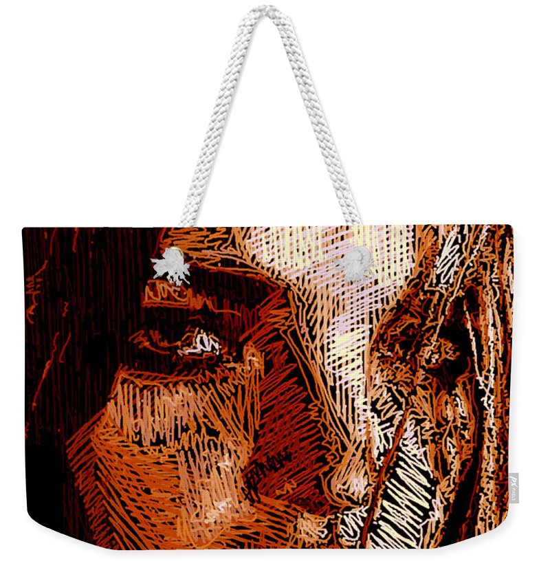 Girl Portrait In Sepia  - Weekender Tote Bag