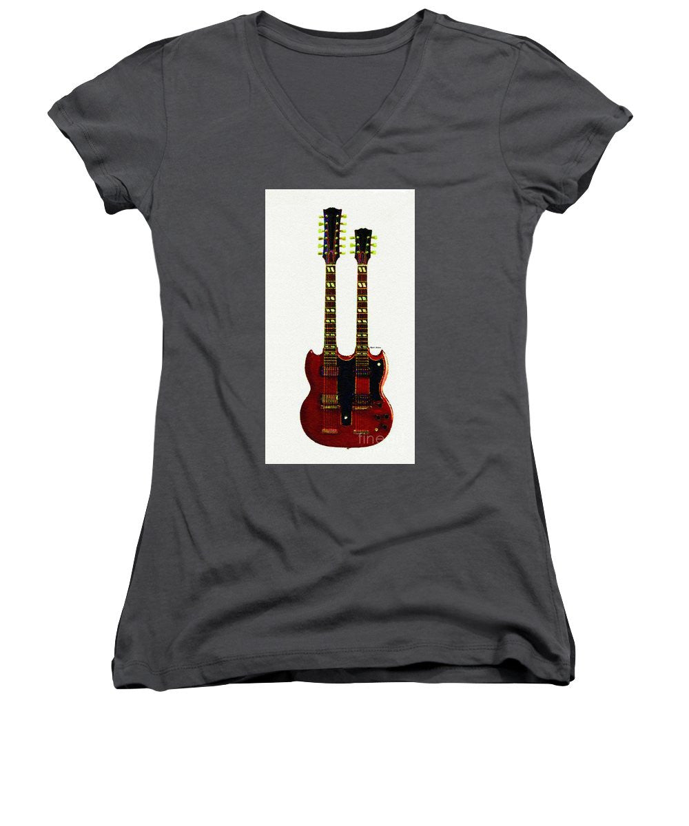 Women's V-Neck T-Shirt (Junior Cut) - Guitar Duo 0819