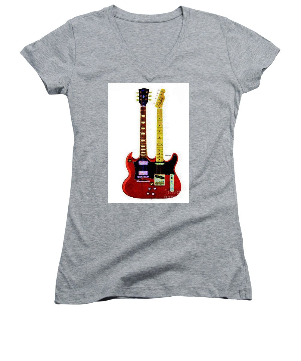 Women's V-Neck T-Shirt (Junior Cut) - Guitar Duo