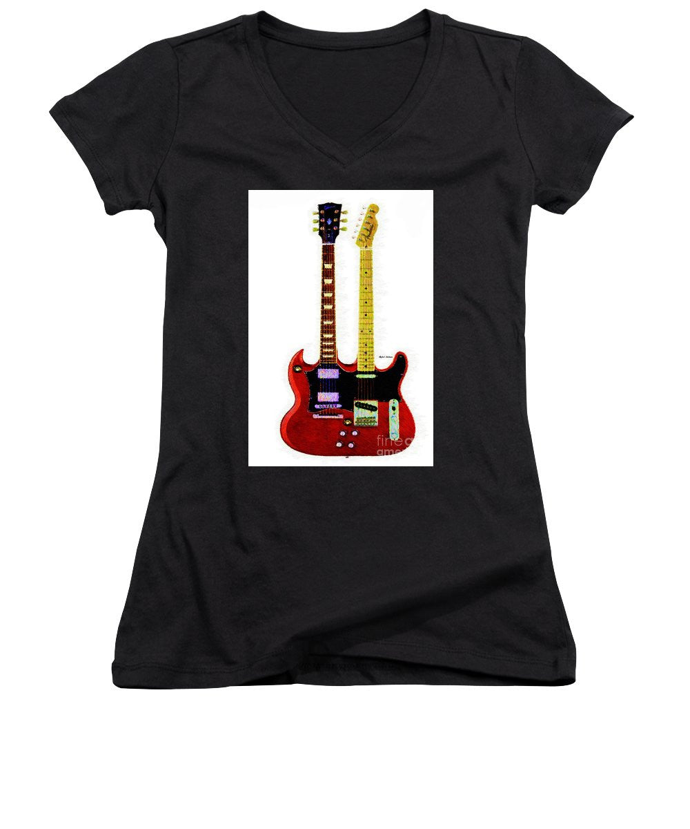 Women's V-Neck T-Shirt (Junior Cut) - Guitar Duo