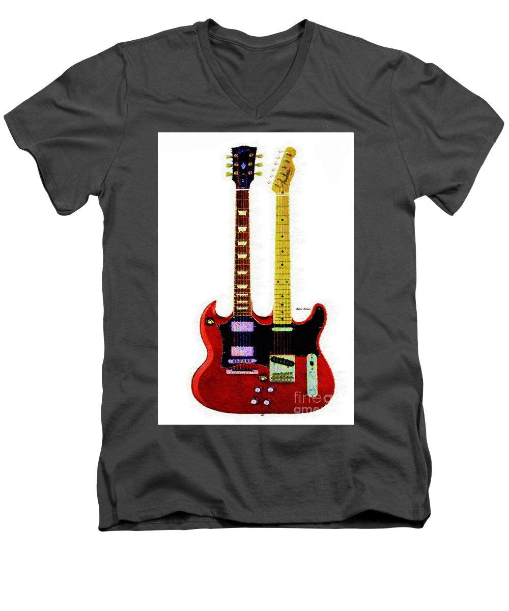 Men's V-Neck T-Shirt - Guitar Duo