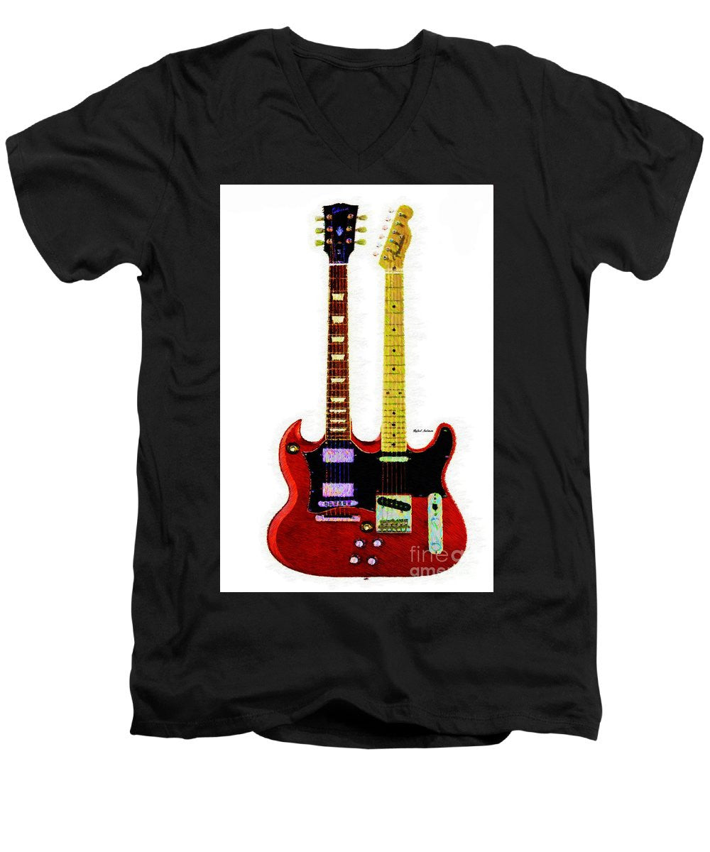 Men's V-Neck T-Shirt - Guitar Duo