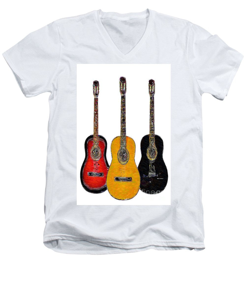 T-shirt col V pour homme - Trio de guitares