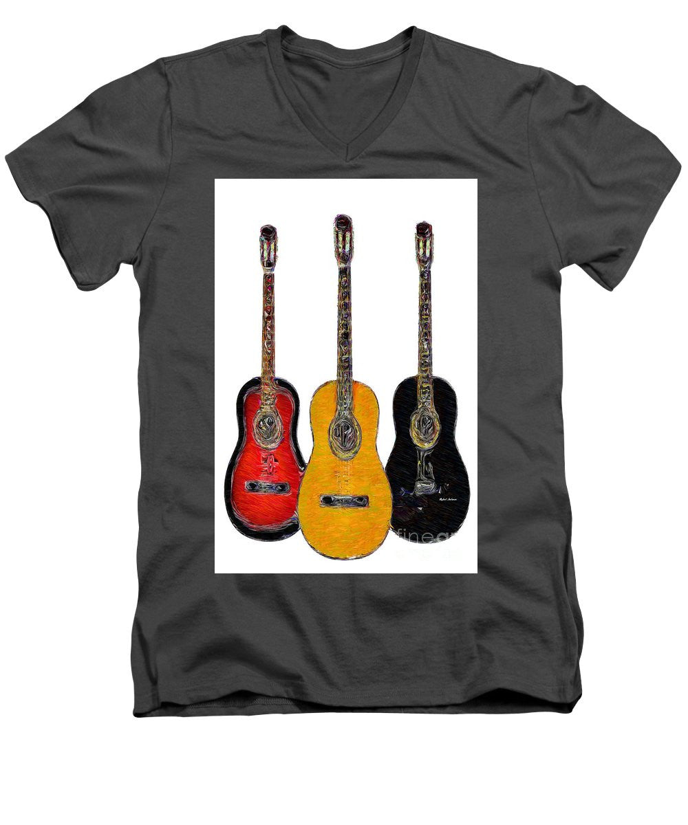 T-shirt col V pour homme - Trio de guitares