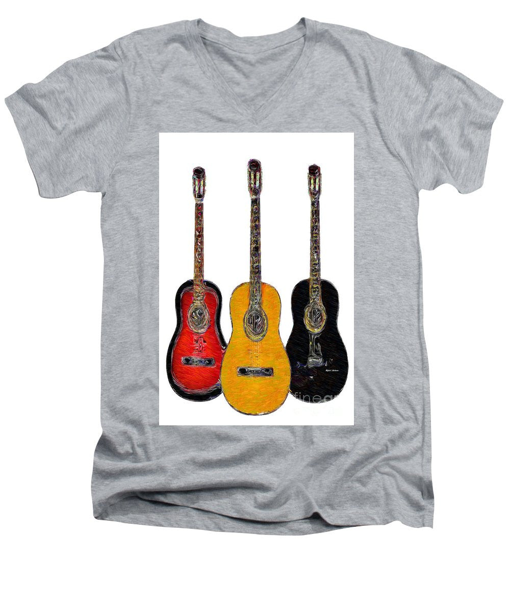 T-shirt col V pour homme - Trio de guitares