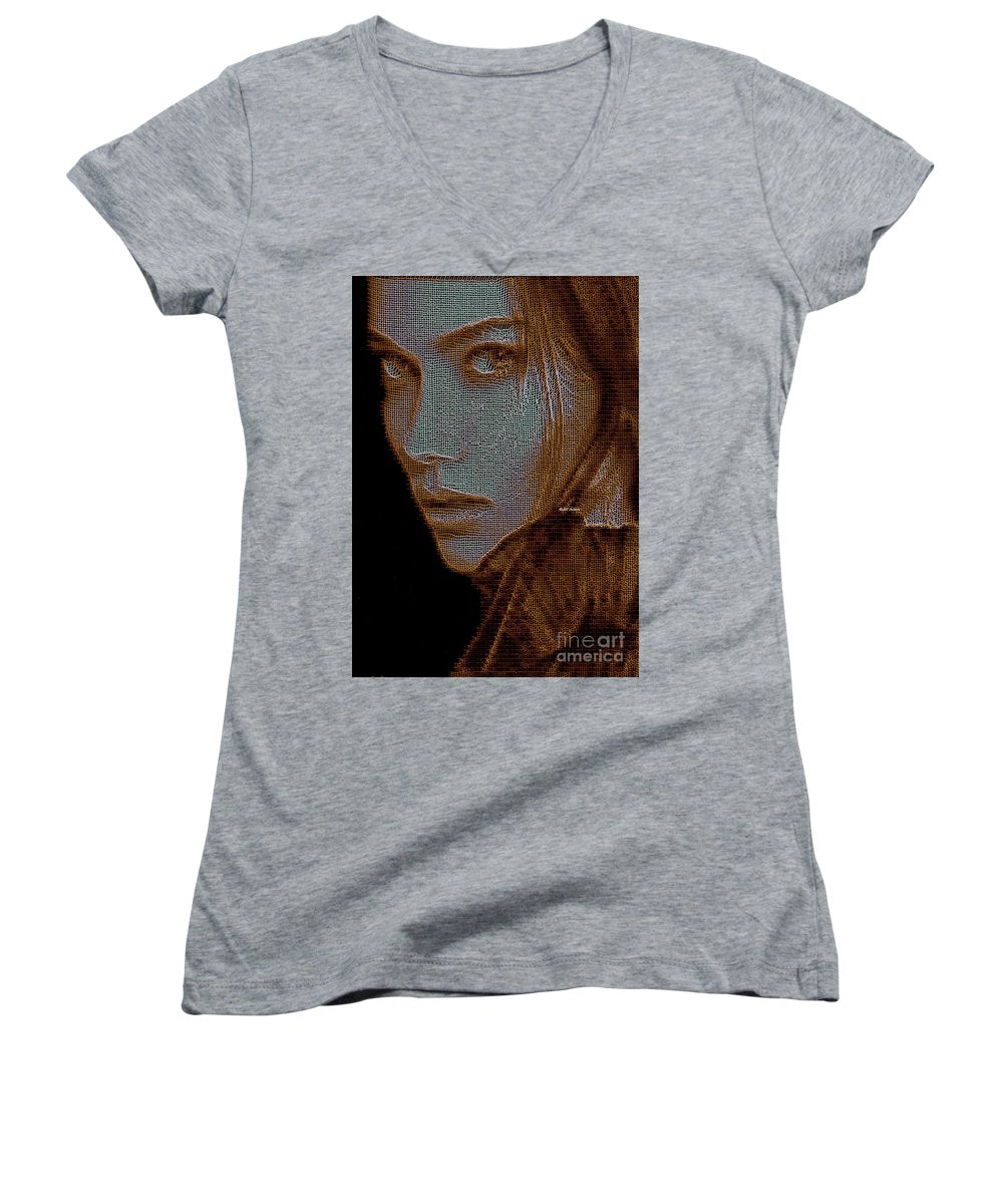 Hidden Face In Sepia - Women's V-Neck T-Shirt