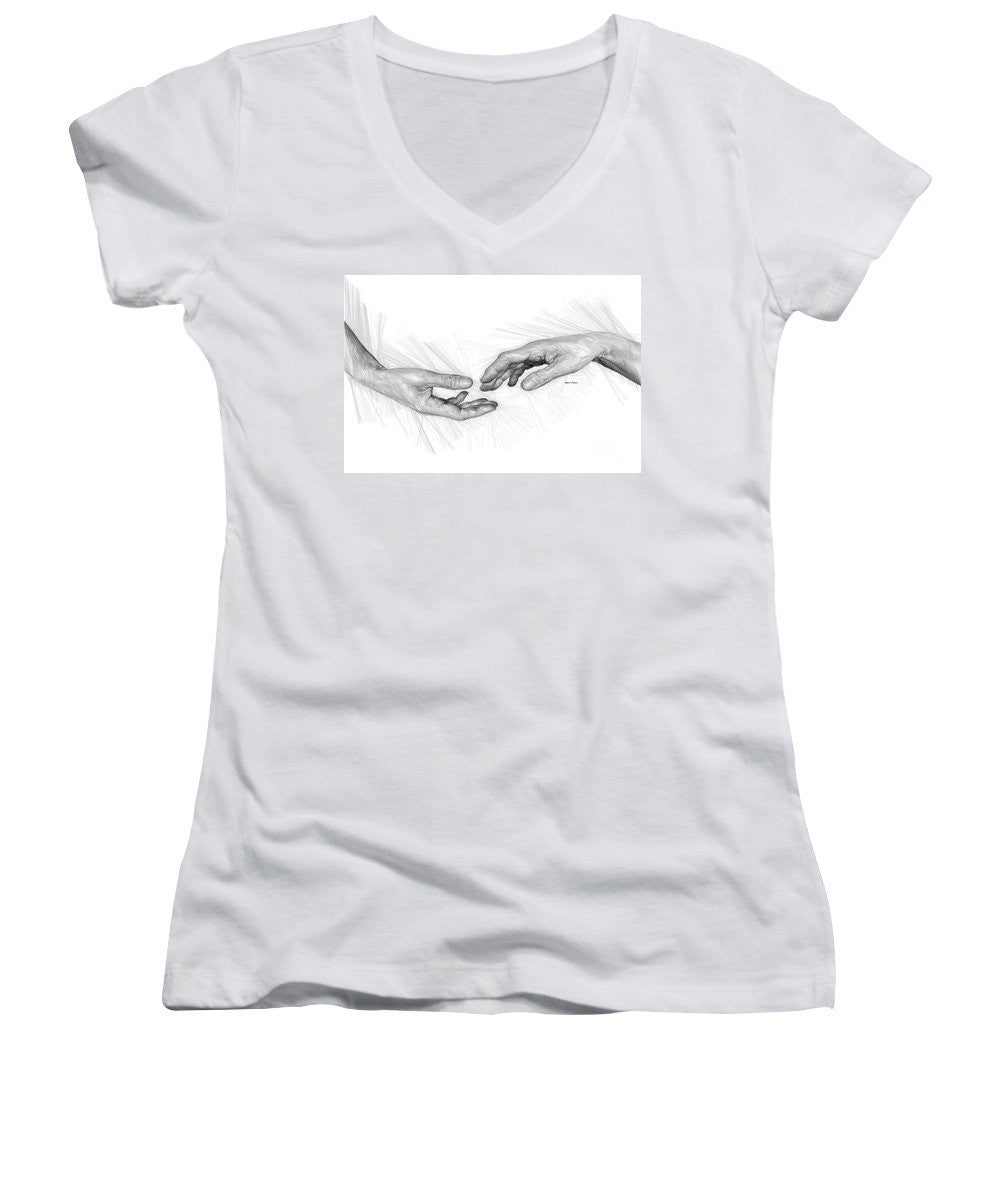 Women's V-Neck T-Shirt (Junior Cut) - Hold My Hand