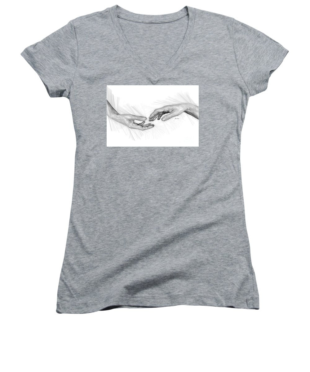 Women's V-Neck T-Shirt (Junior Cut) - Hold My Hand