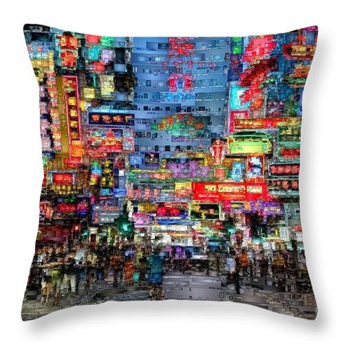 Throw Pillow - Hong Kong City Nightlife