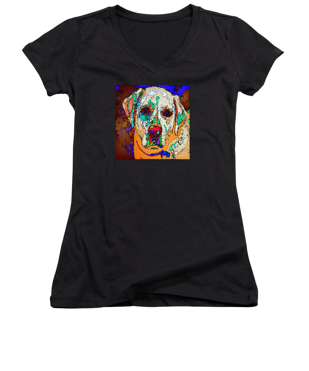 Women's V-Neck T-Shirt (Junior Cut) - I Love You. Pet Series