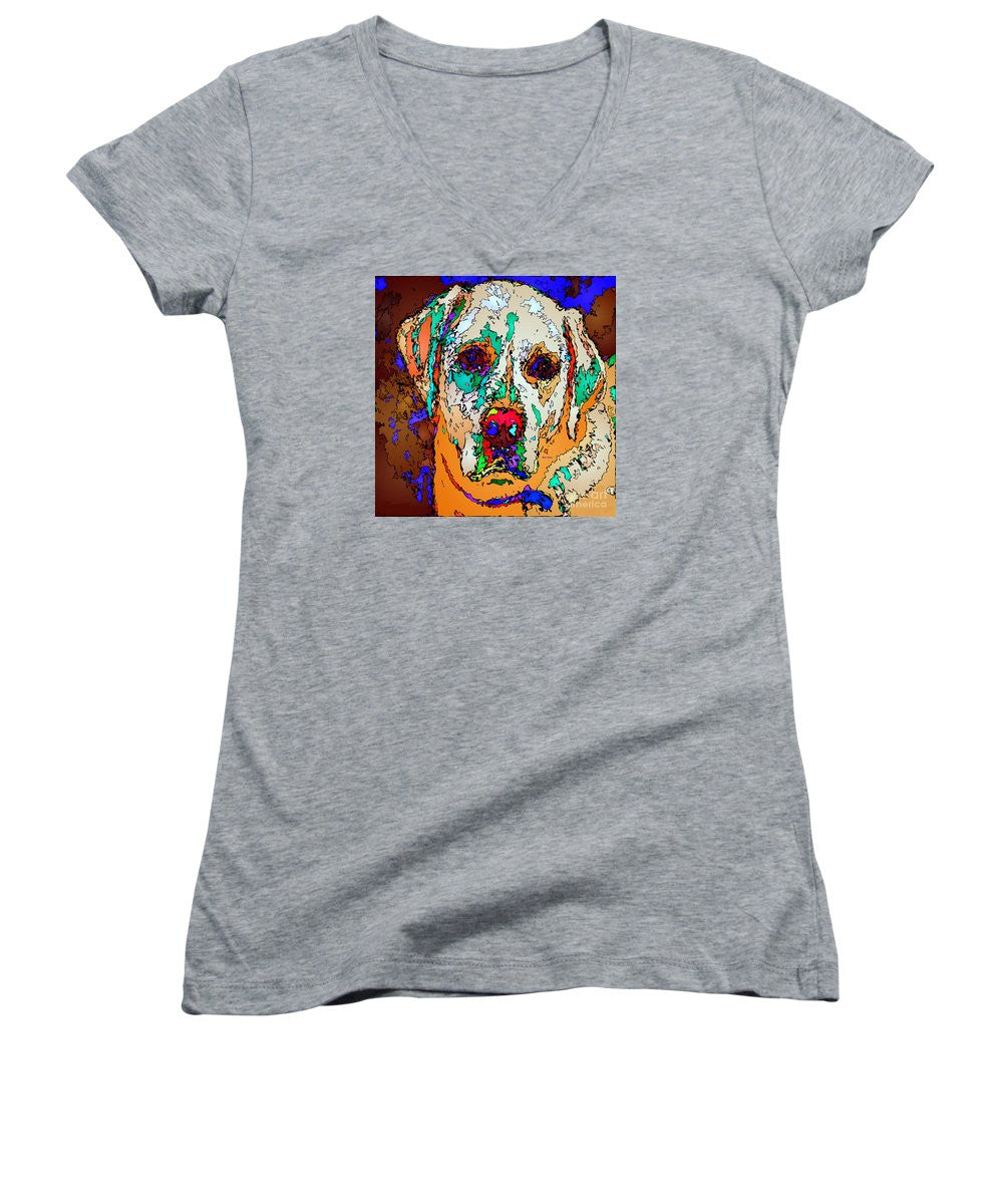 Women's V-Neck T-Shirt (Junior Cut) - I Love You. Pet Series