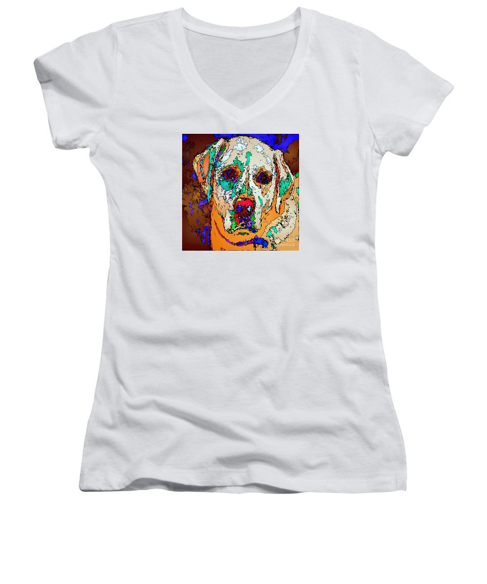 Women's V-Neck T-Shirt (Junior Cut) - I Love You. Pet Series