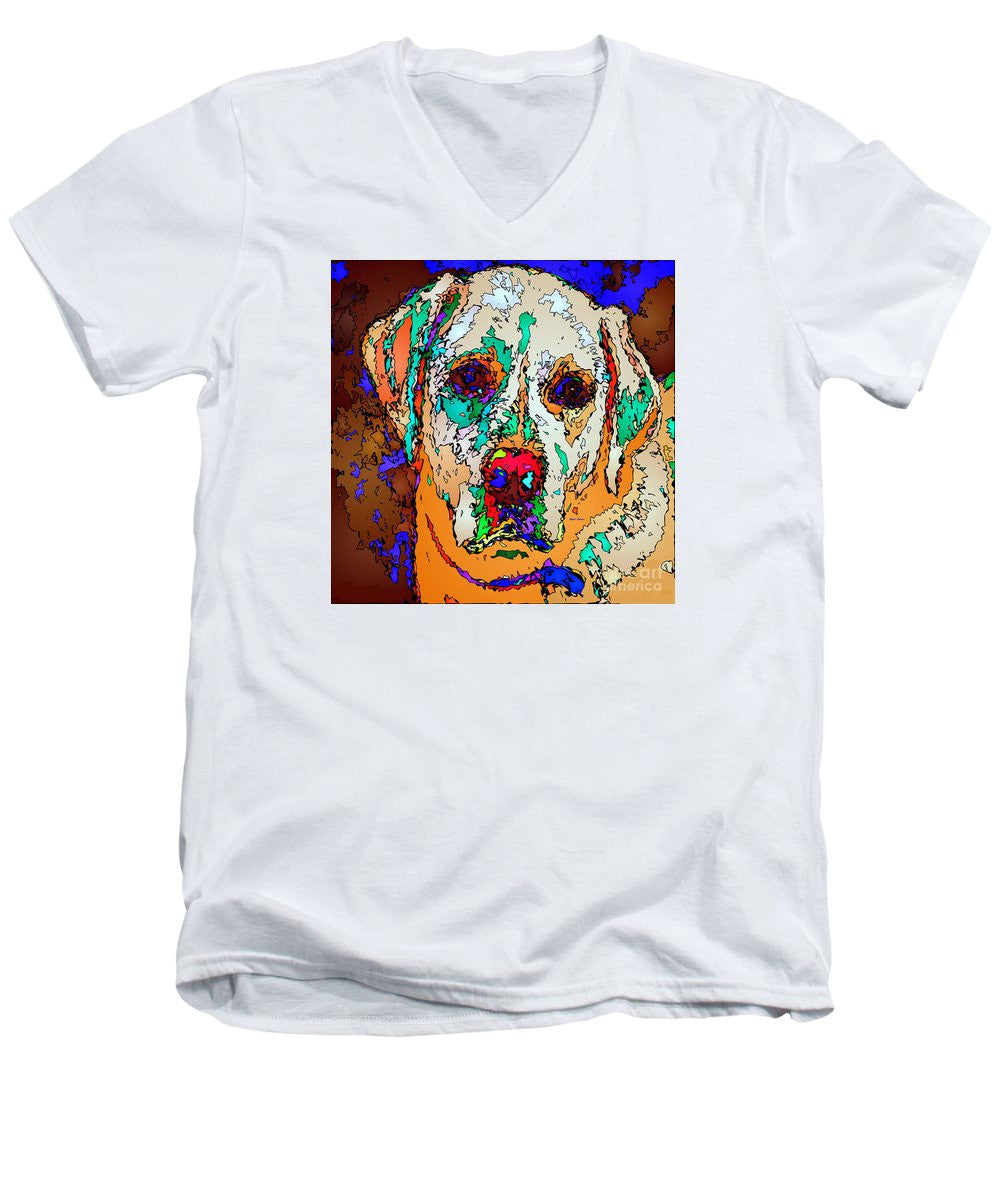 Men's V-Neck T-Shirt - I Love You. Pet Series