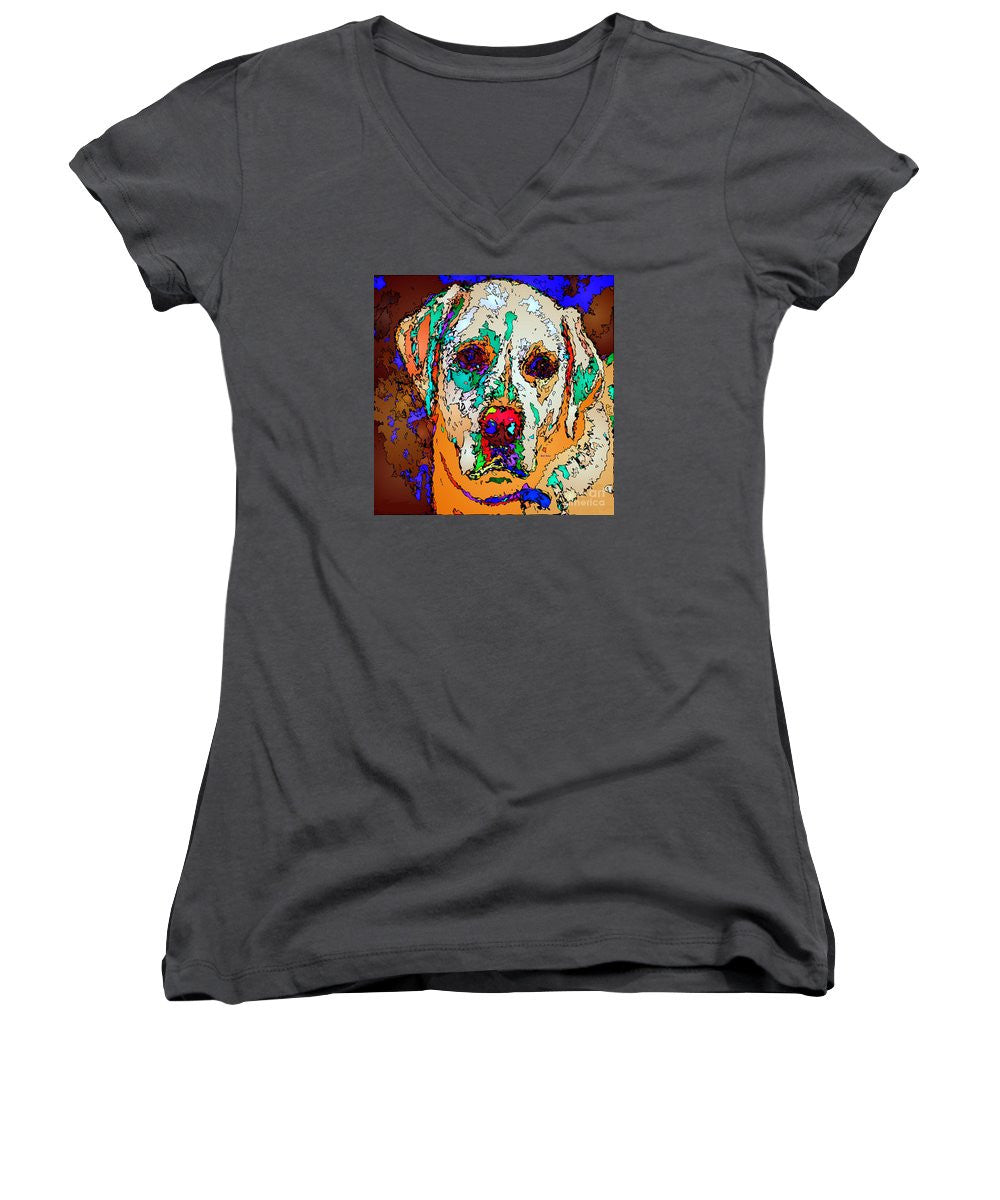 Women's V-Neck T-Shirt (Junior Cut) - I Love You. Pet Series