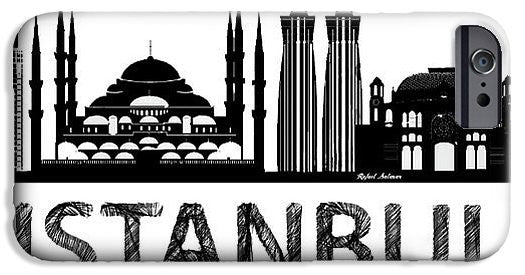 Phone Case - Istanbul Silhouette Sketch In Black And White