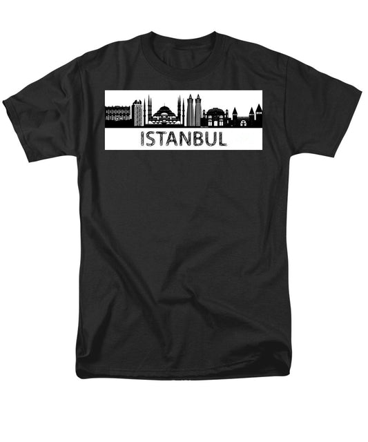 T-shirt pour homme (coupe standard) - Croquis de silhouette d'Istanbul en noir et blanc