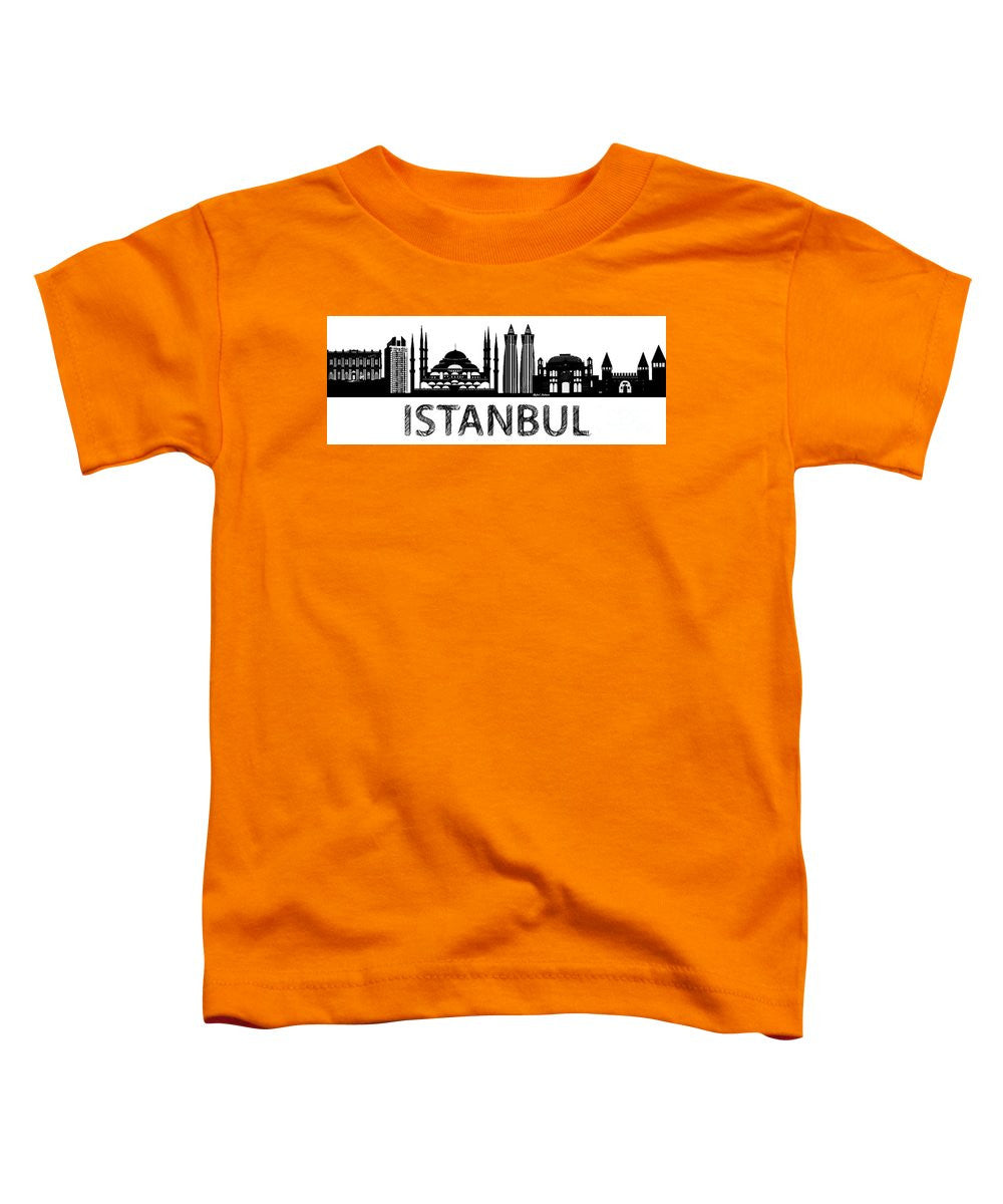 T-shirt pour tout-petits - Croquis de la silhouette d'Istanbul en noir et blanc