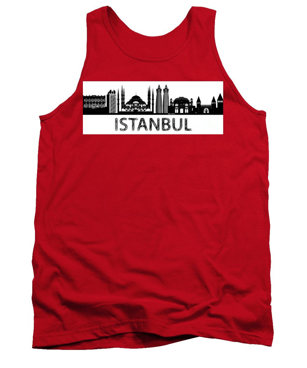 Tank Top - Istanbul Silhouette Sketch In Black And White