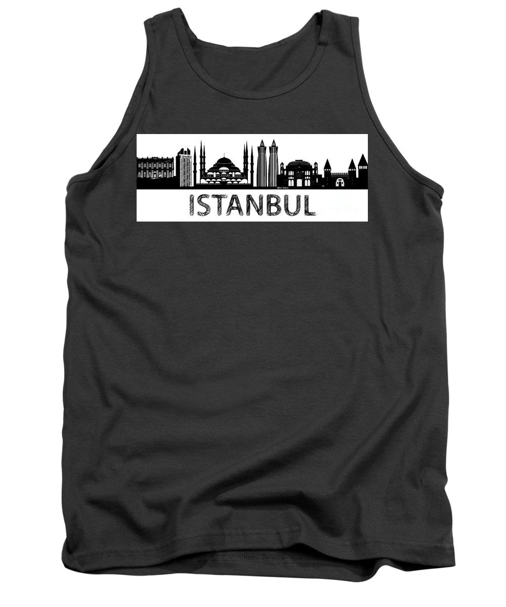 Tank Top - Istanbul Silhouette Sketch In Black And White