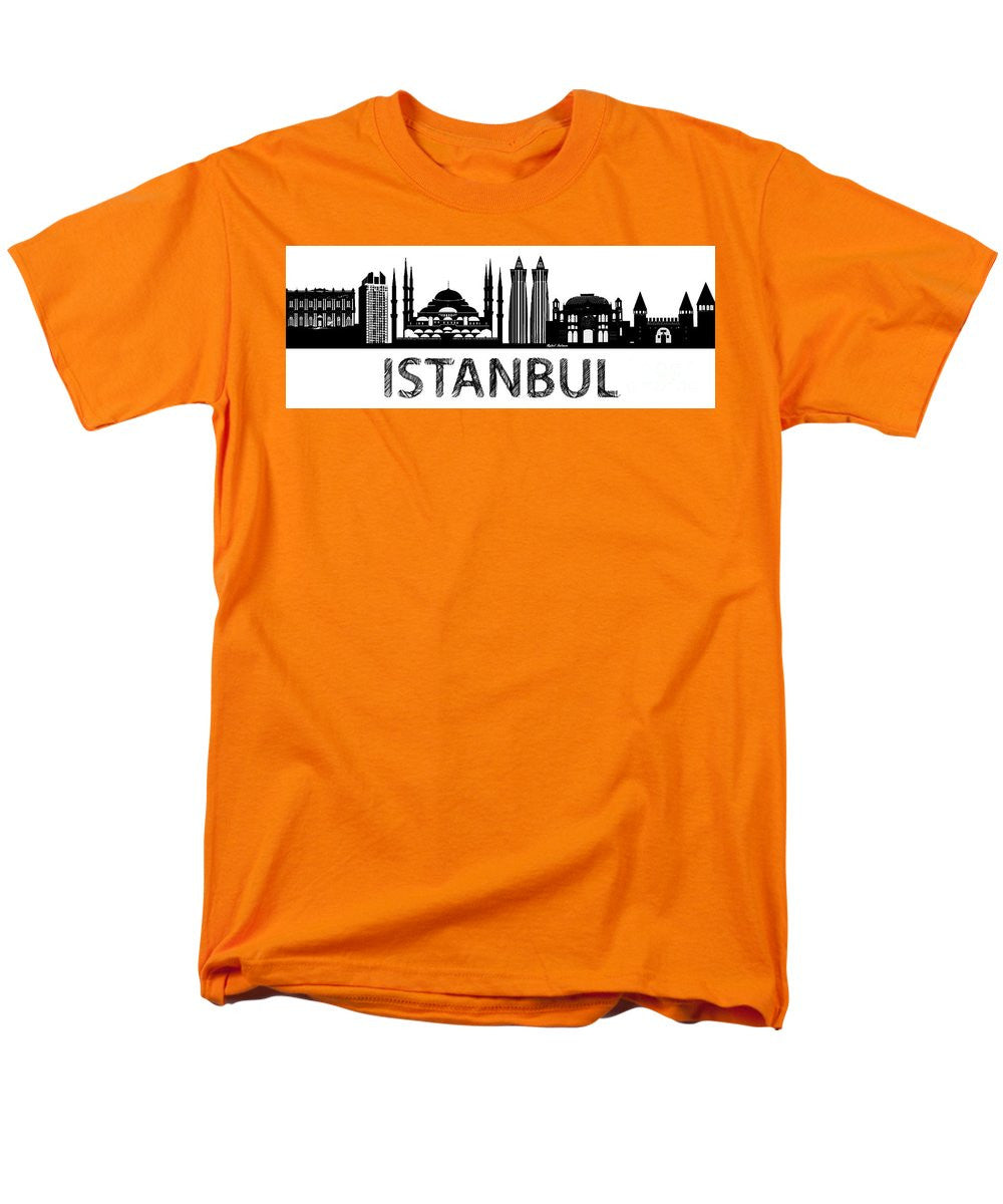 T-shirt pour homme (coupe standard) - Croquis de silhouette d'Istanbul en noir et blanc