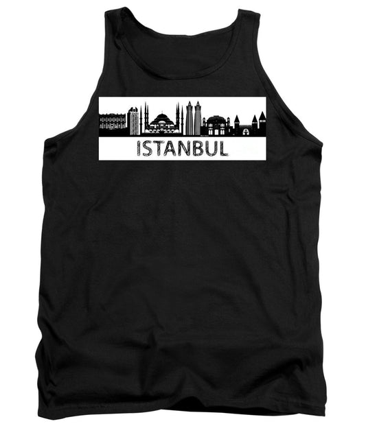 Tank Top - Istanbul Silhouette Sketch In Black And White