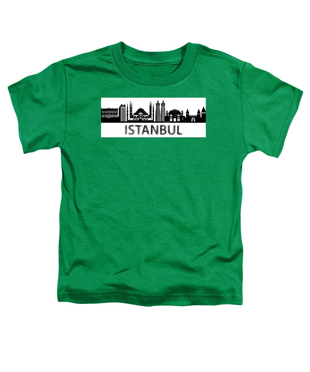 T-shirt pour tout-petits - Croquis de la silhouette d'Istanbul en noir et blanc