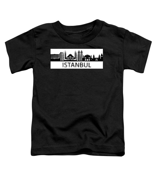 T-shirt pour tout-petits - Croquis de la silhouette d'Istanbul en noir et blanc