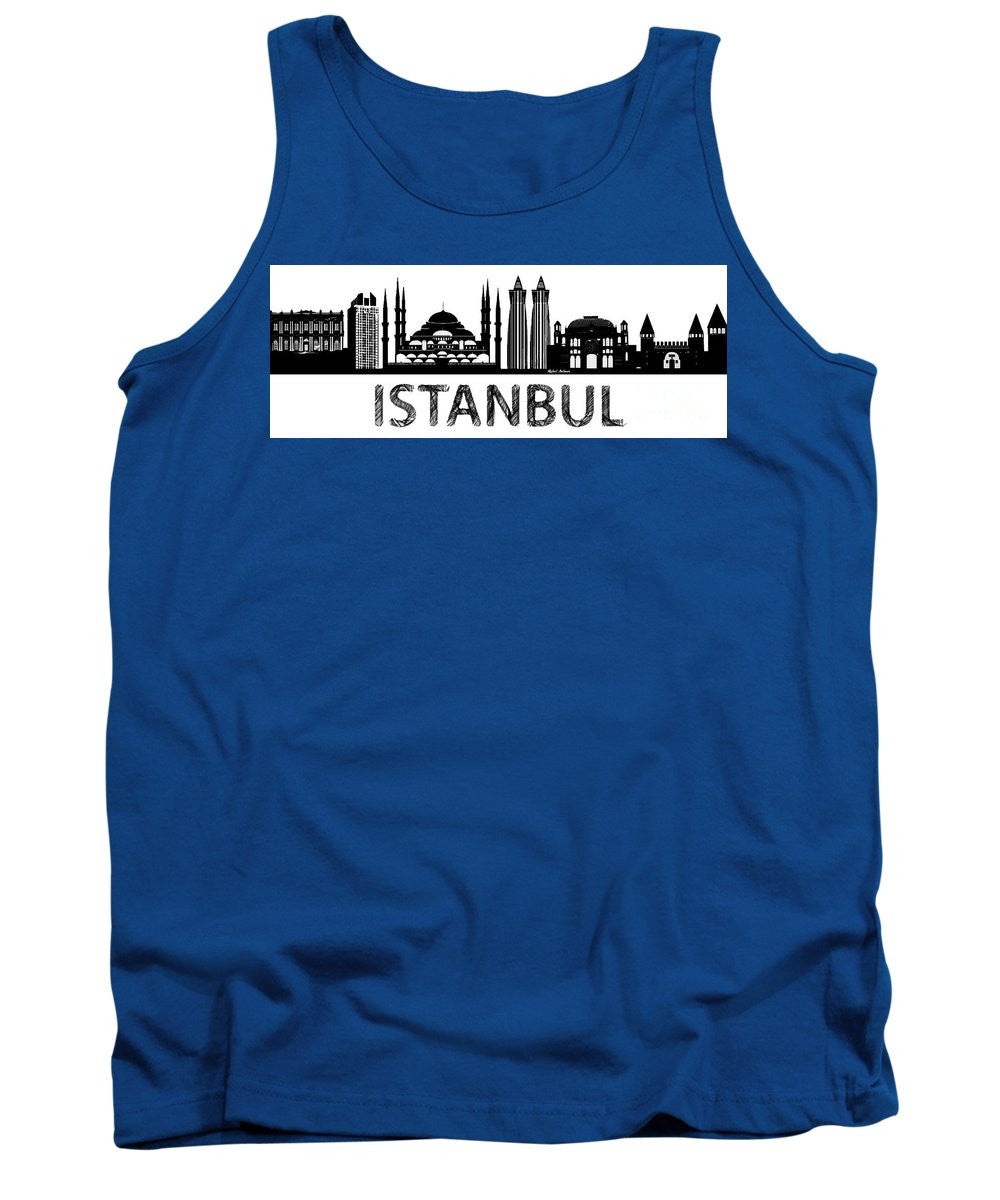 Tank Top - Istanbul Silhouette Sketch In Black And White