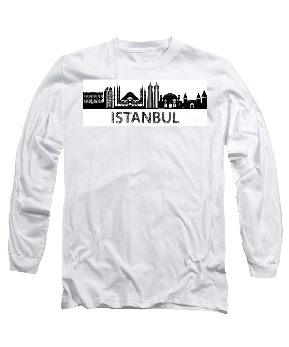 Long Sleeve T-Shirt - Istanbul Silhouette Sketch In Black And White