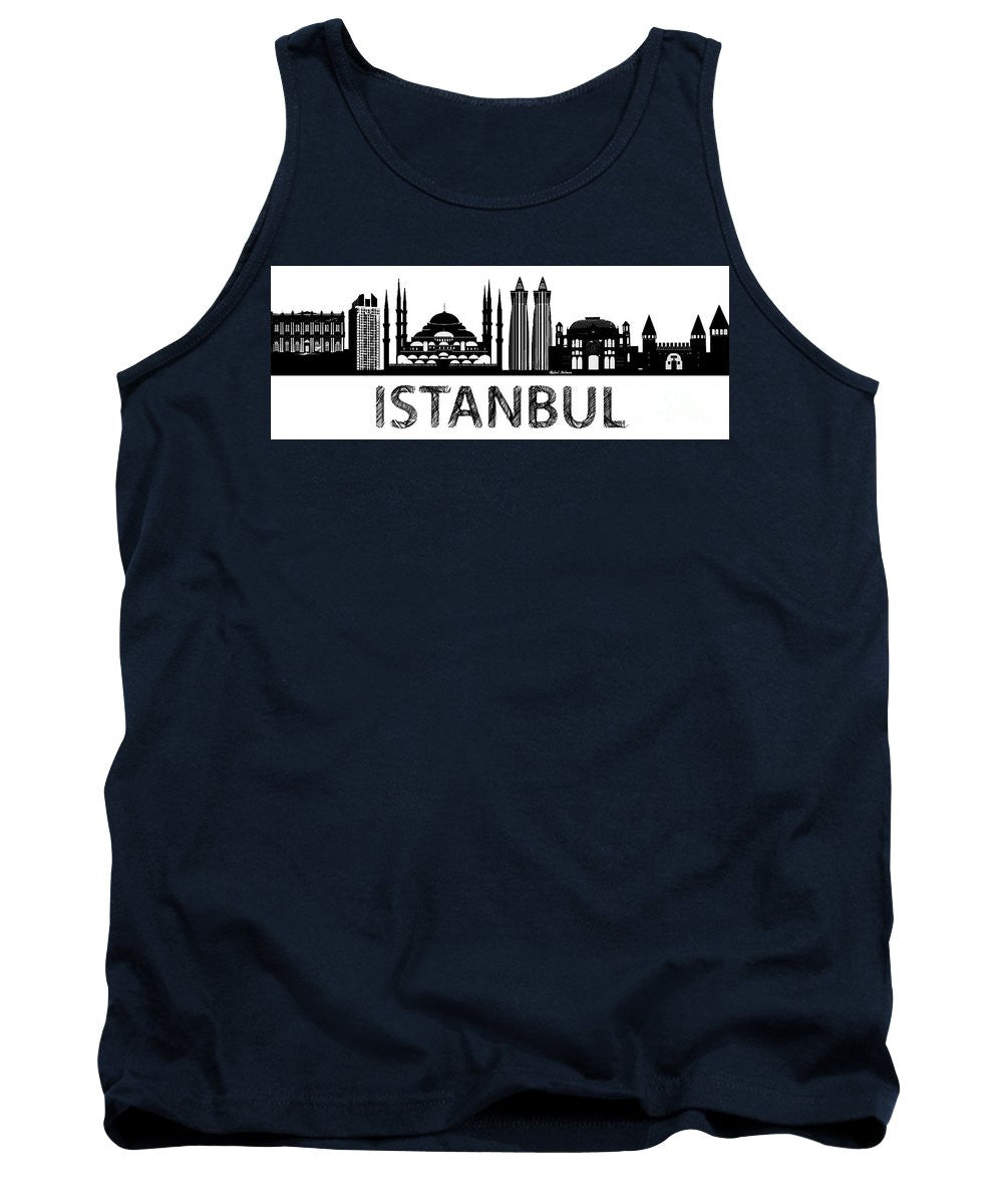 Tank Top - Istanbul Silhouette Sketch In Black And White