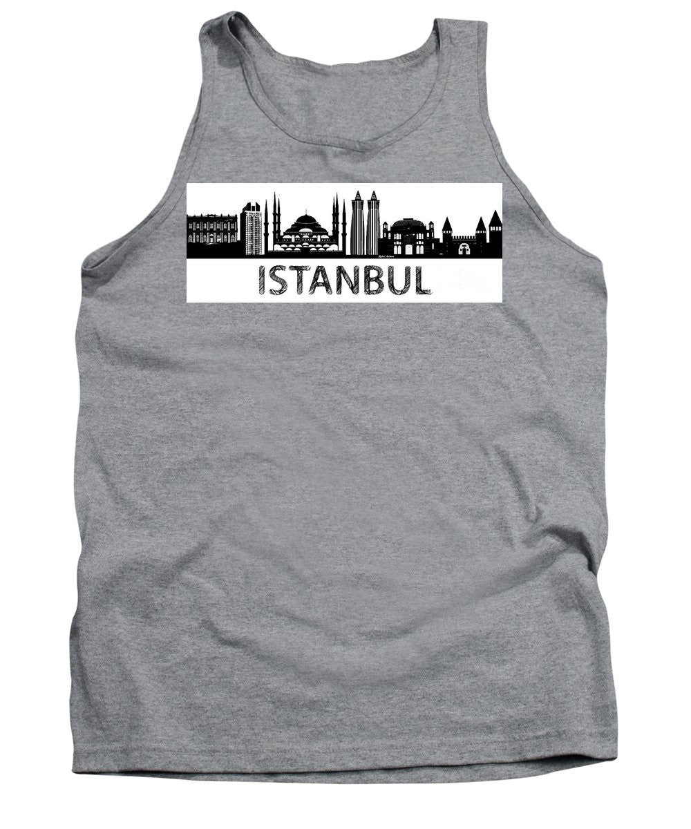 Tank Top - Istanbul Silhouette Sketch In Black And White