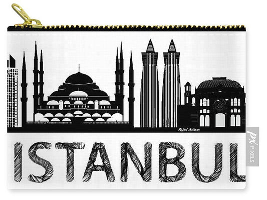 Carry-All Pouch - Istanbul Silhouette Sketch In Black And White