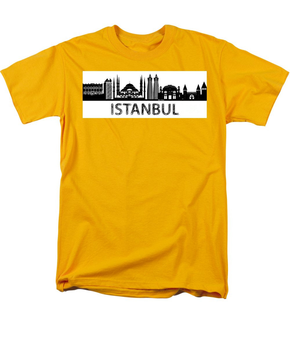 T-shirt pour homme (coupe standard) - Croquis de silhouette d'Istanbul en noir et blanc