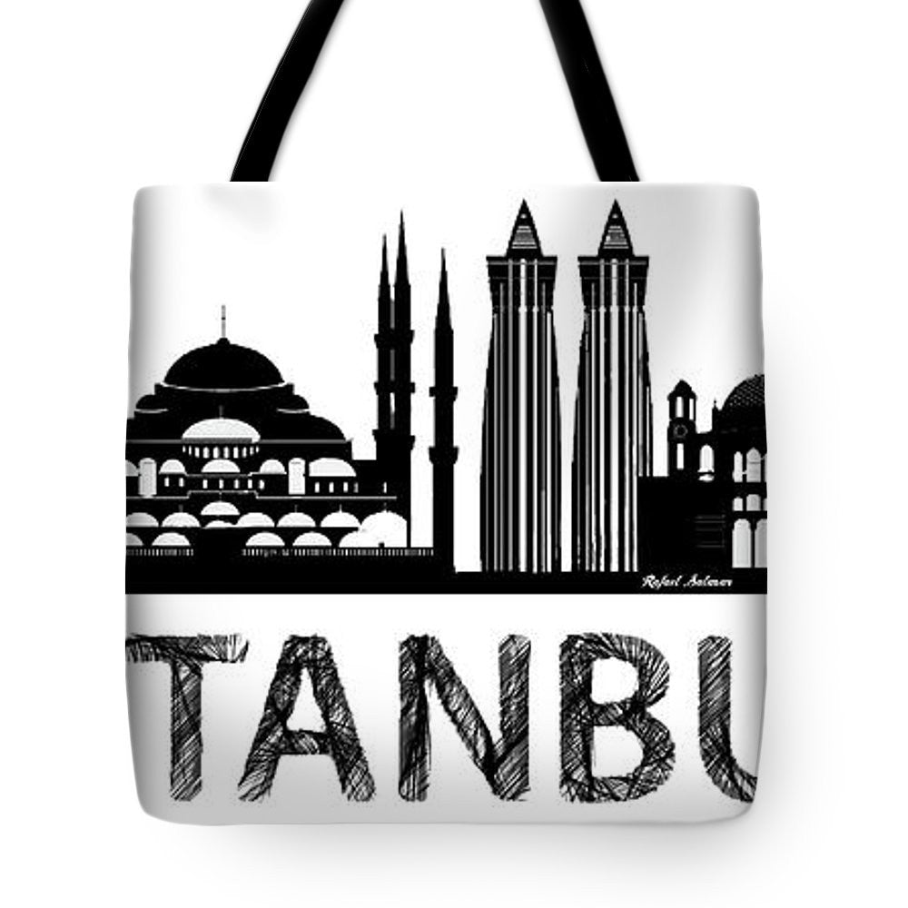 Tote Bag - Istanbul Silhouette Sketch In Black And White