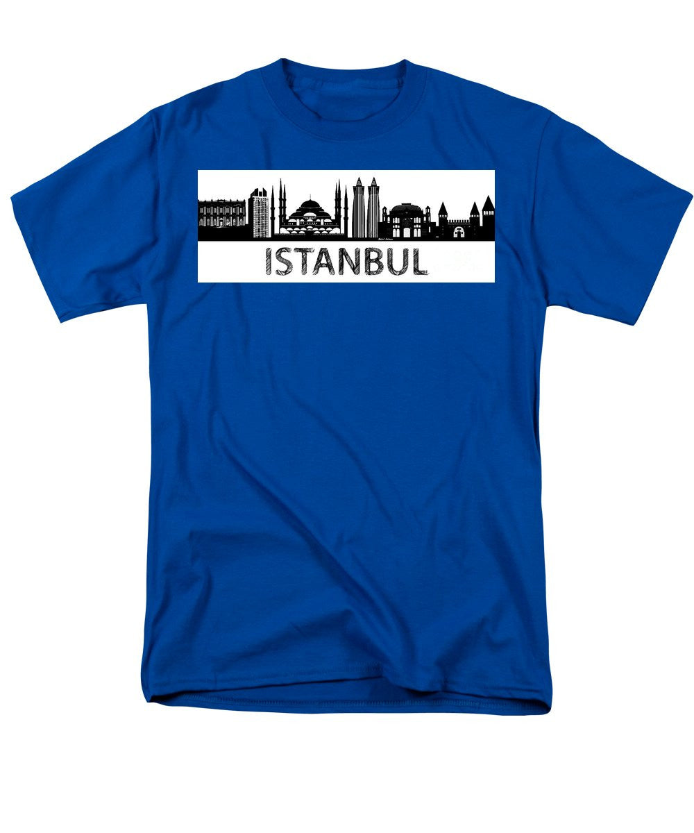 T-shirt pour homme (coupe standard) - Croquis de silhouette d'Istanbul en noir et blanc