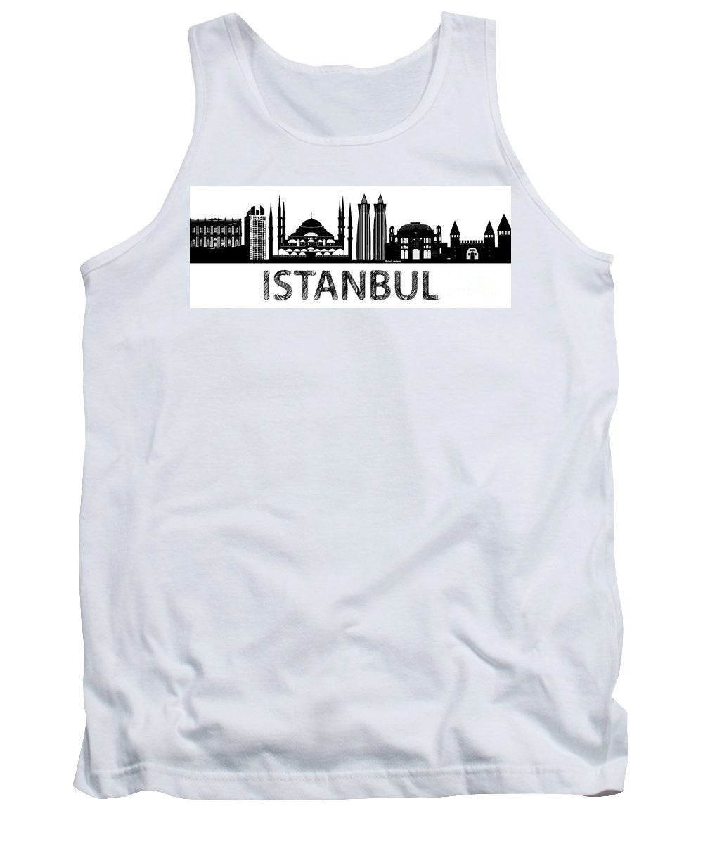 Tank Top - Istanbul Silhouette Sketch In Black And White