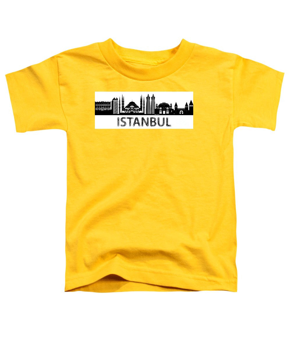 T-shirt pour tout-petits - Croquis de la silhouette d'Istanbul en noir et blanc