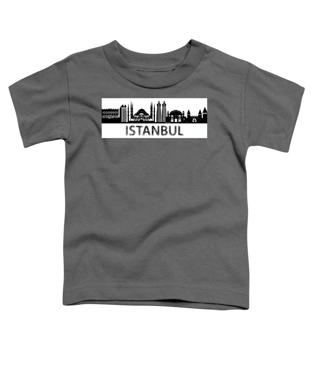 T-shirt pour tout-petits - Croquis de la silhouette d'Istanbul en noir et blanc