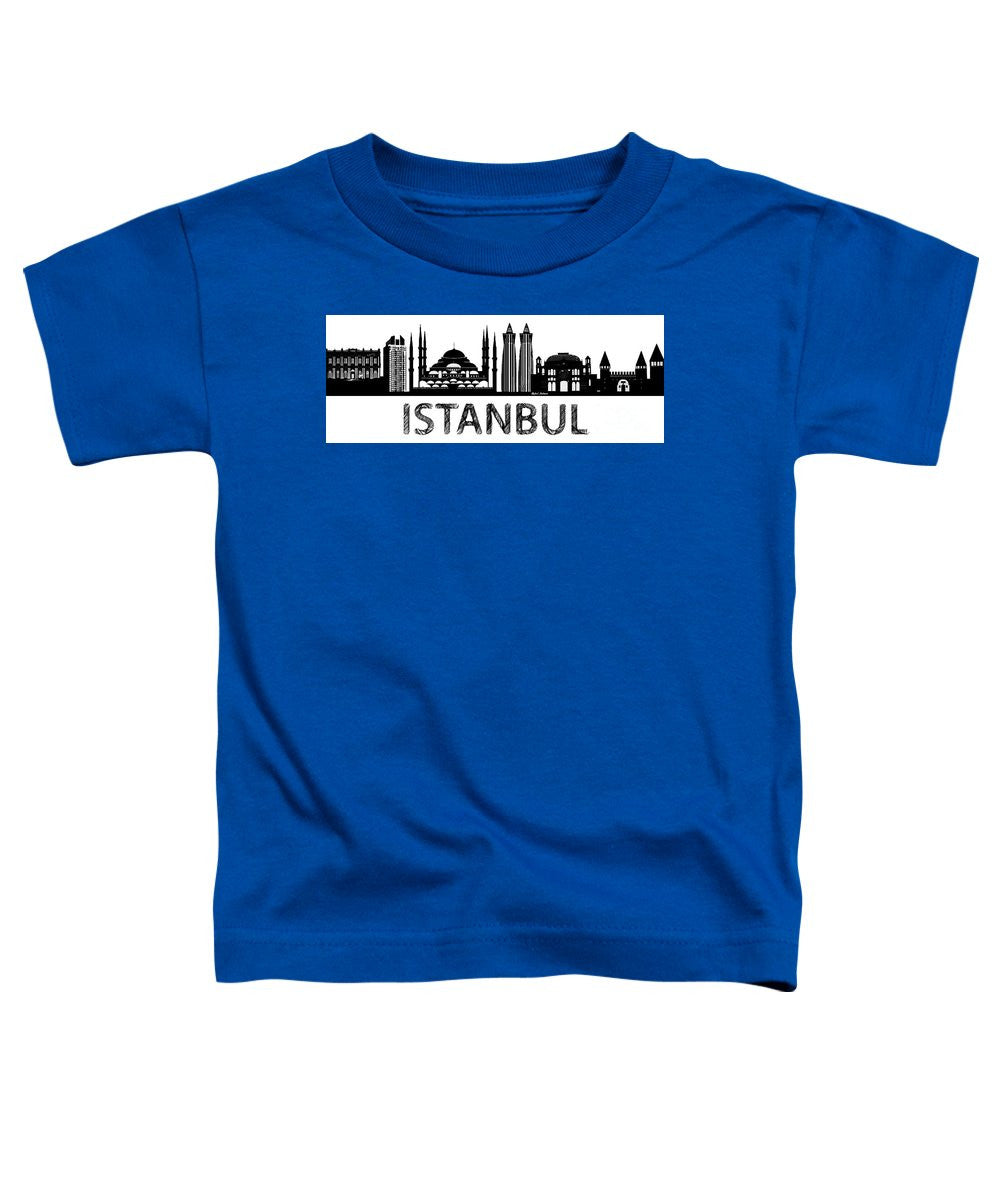 T-shirt pour tout-petits - Croquis de la silhouette d'Istanbul en noir et blanc