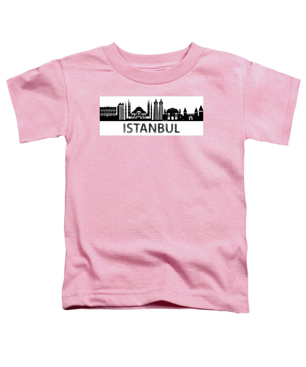 T-shirt pour tout-petits - Croquis de la silhouette d'Istanbul en noir et blanc