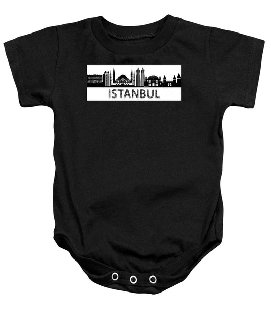 Baby Onesie - Istanbul Silhouette Sketch In Black And White