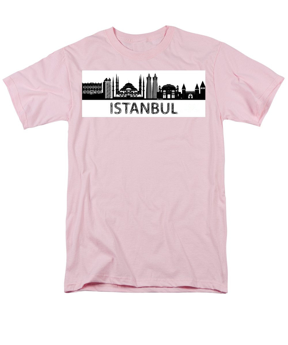 T-shirt pour homme (coupe standard) - Croquis de silhouette d'Istanbul en noir et blanc