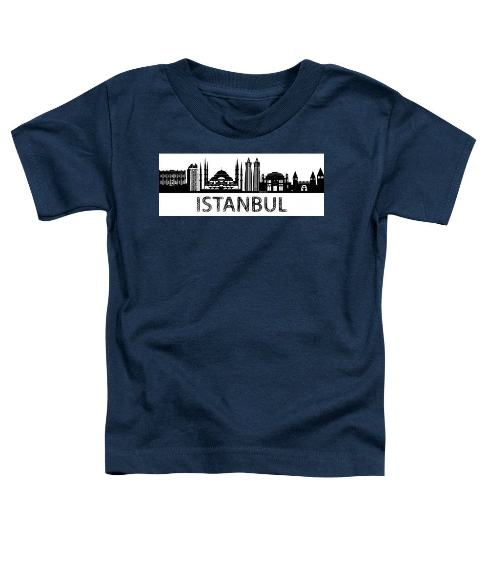 T-shirt pour tout-petits - Croquis de la silhouette d'Istanbul en noir et blanc