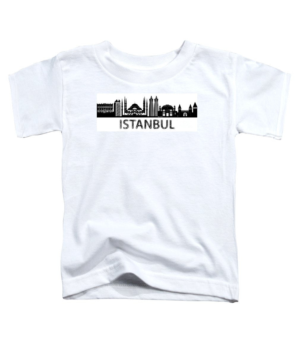 T-shirt pour tout-petits - Croquis de la silhouette d'Istanbul en noir et blanc