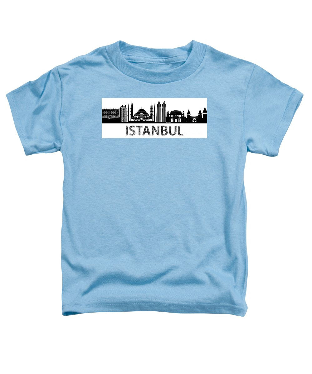 T-shirt pour tout-petits - Croquis de la silhouette d'Istanbul en noir et blanc