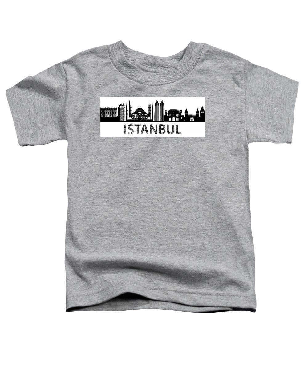 T-shirt pour tout-petits - Croquis de la silhouette d'Istanbul en noir et blanc