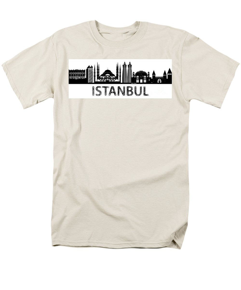 T-shirt pour homme (coupe standard) - Croquis de silhouette d'Istanbul en noir et blanc