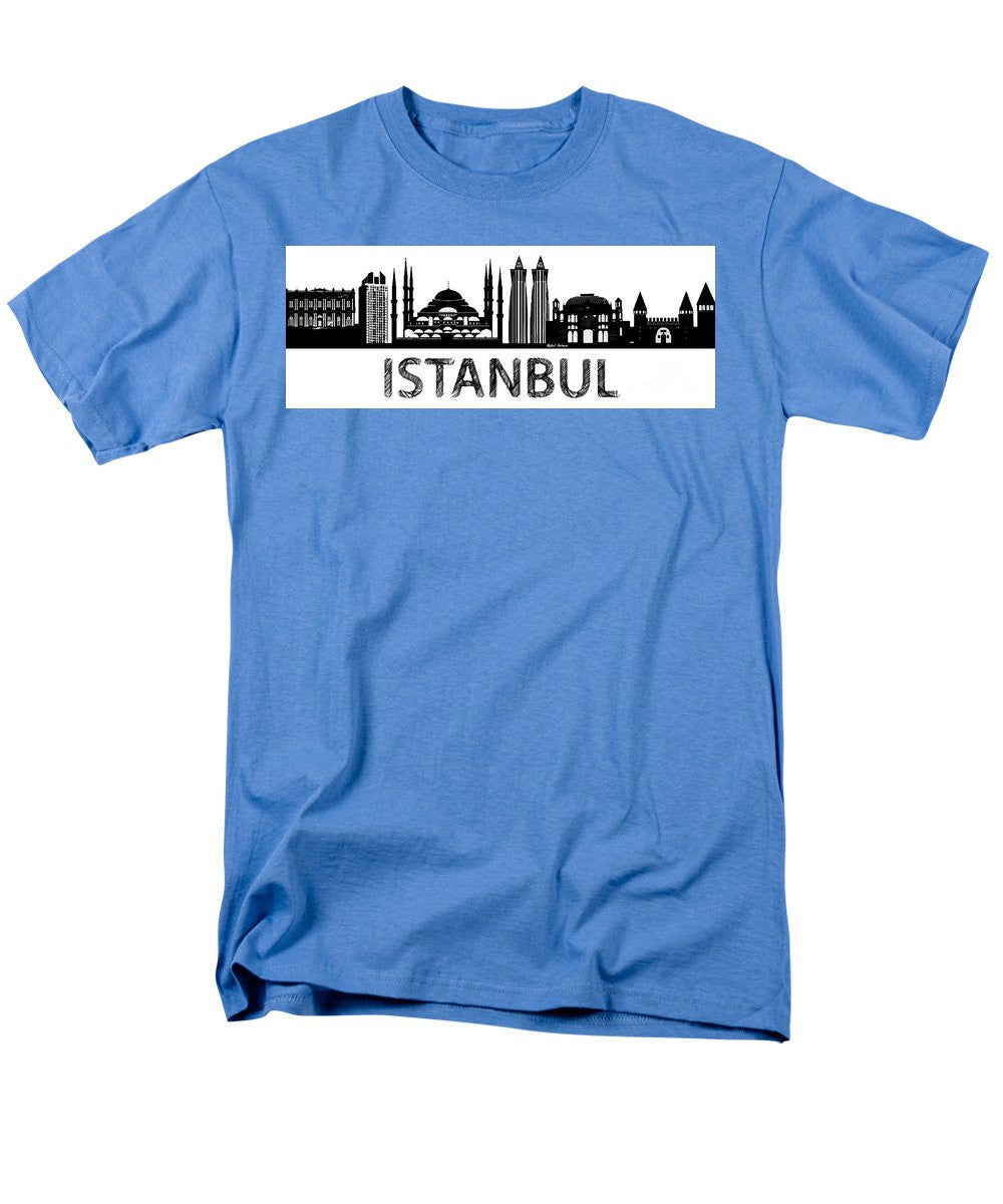 T-shirt pour homme (coupe standard) - Croquis de silhouette d'Istanbul en noir et blanc