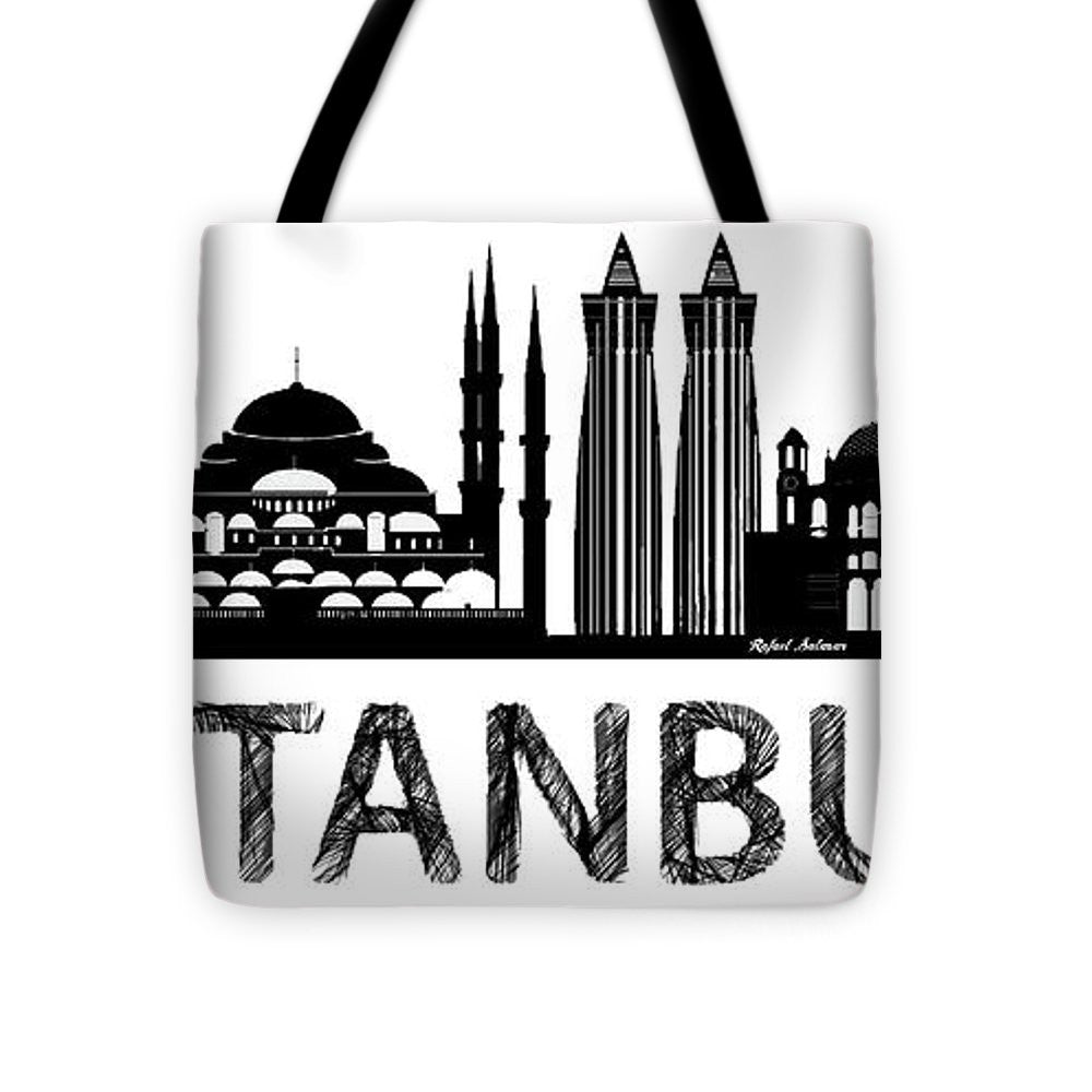 Tote Bag - Istanbul Silhouette Sketch In Black And White